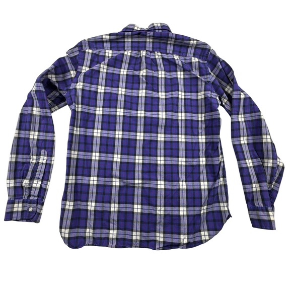 J Crew Men's‎ Plaid Button Down Shirt 2 Ply 100% Cotton Size M Blue White Black - Picture 3 of 4